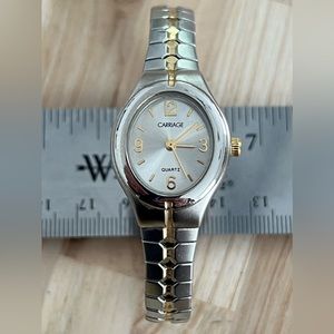 Carriage Ladies Watch Stainless Dial Two Tone Stretch Stainless Bracelet